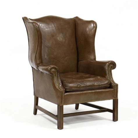 Chippendale Style Leather Upholstered Wing Back Chair Lot 327 Winter Gallery Auctionjan 27