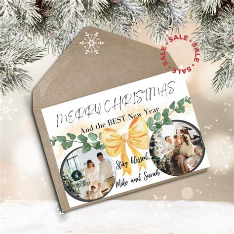 Photo Christmas Card Template, Holiday Photo Christmas Card, Holiday Photo Card, Editable ...