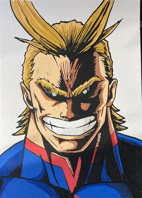 All Might, by me, using Posca marker pens : r/AnimeART