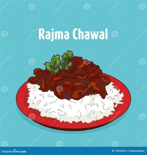 Indian Cuisine Rajma Chawal Vector Illustration Stock Illustration