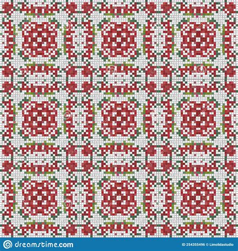 Seamless Christmas Poinsettia Cross Stitch Pattern Decorative Ornament