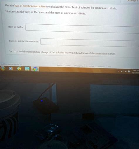 Use The Heat Of Solution Interactive To Calculate The Molar Heat Of