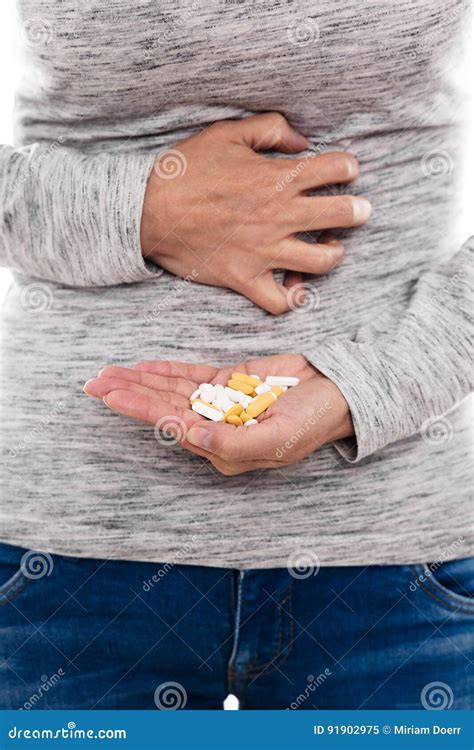 Woman with pills allergy stock image. Image of immunoglobulin - 91902975