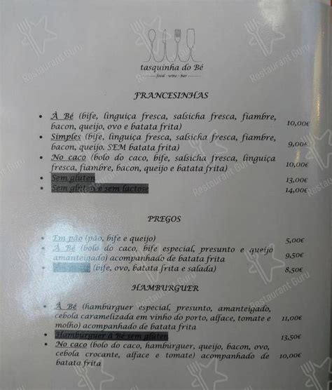 Menu At Tasquinha Do B Restaurant Porto R De Belomonte