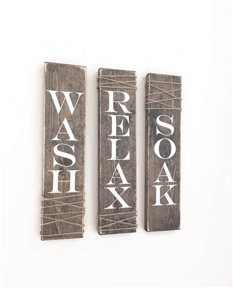 Rustic Bathroom Signs, Set of Three, Rustic Bathroom Decor, Rustic ...