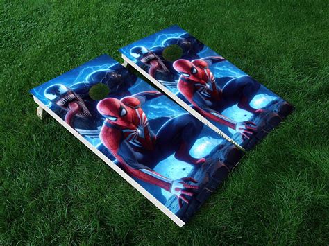 Spiderman And Venom Cornhole Board Wraps Sticker Superhero Vinyl Cover Cornhole Wall Mural 2