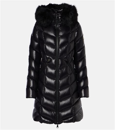 Fulmarus Shearling Trimmed Down Coat In Black Moncler Mytheresa