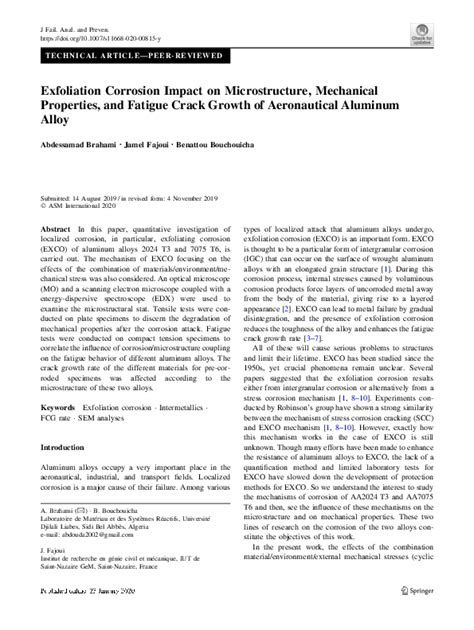 exfoliation corrosion impact  microstructure mechanical