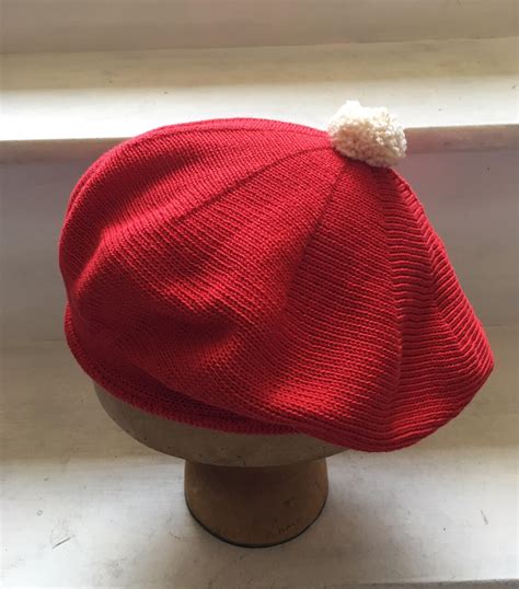 Red Cotton Beret Bright Red Beret Red Knitted Tam - Etsy