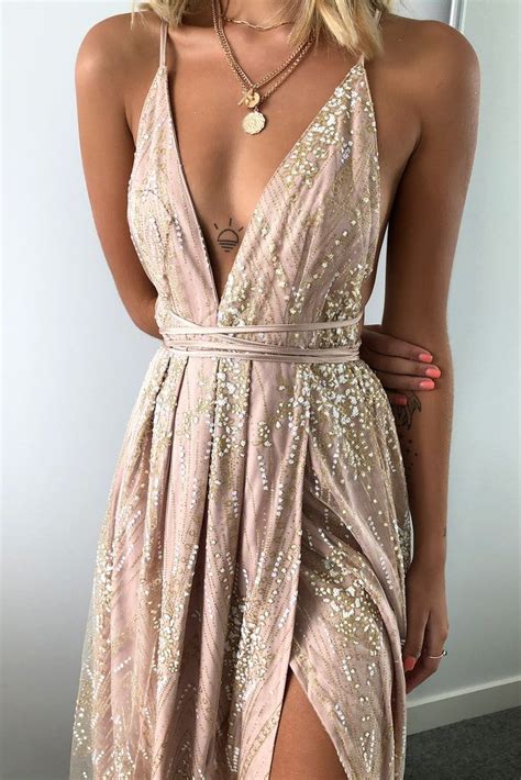 Nude Dress Gold Dress Dress Up Gold Glitter Dress V Neck Dress