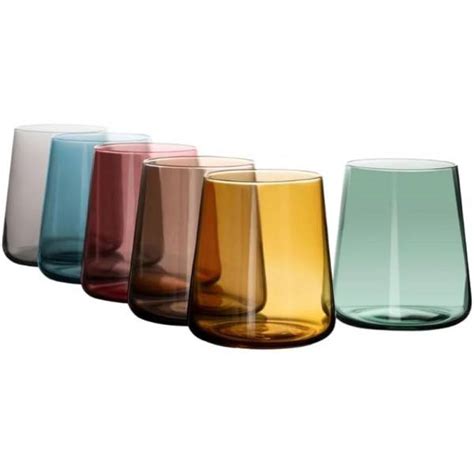 SET 6 BICCHIERI COLORATI DA 380ML IN VETRO PER ACQUA E VINO BICCHIERE