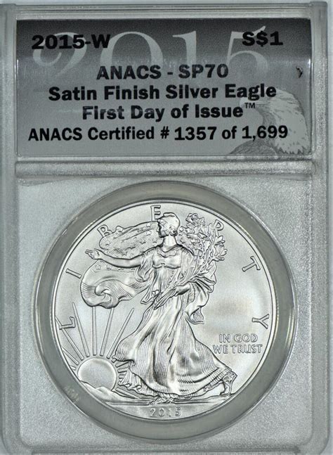 Usa W Satin Finish Silver American Eagle Anacs Sp First Day