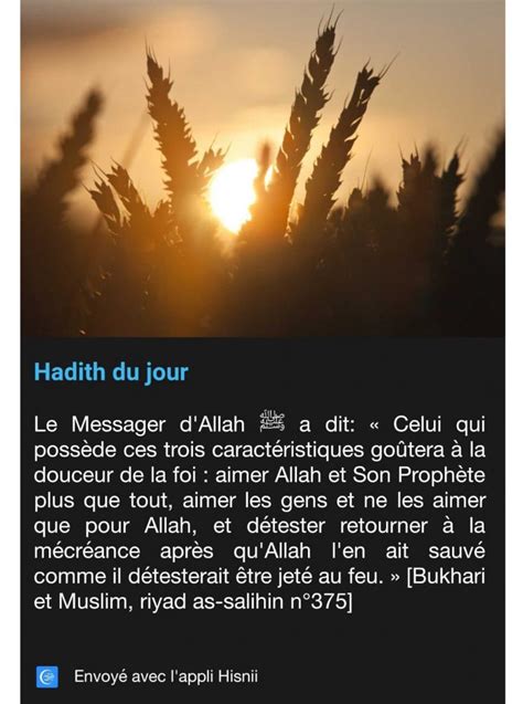 Hadith du jour Douceur de la foi Mosquée Errahma Villeurbanne