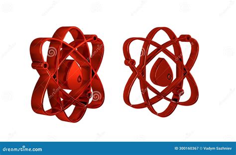 Red Atom Icon Isolated on Transparent Background. Symbol of Science, Education, Nuclear Physics ...