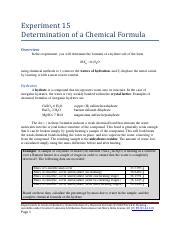 Experiment Determination Of A Chemical Formula Pdf Experiment