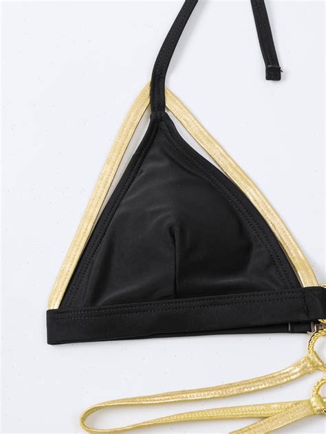 Ring Linked Triangle Tie Side Bikini Swimsuit Shein Usa