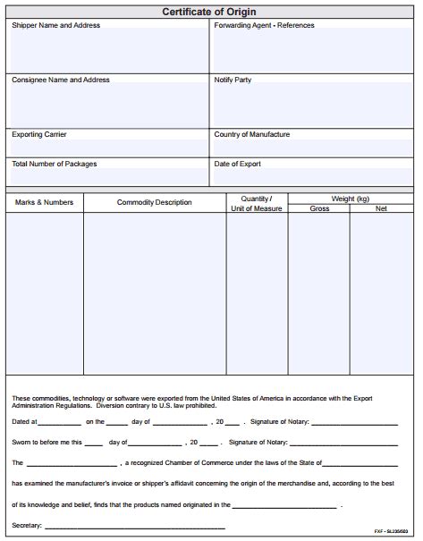 Free Certificate Of Origin Templates In Word Excel Pdf