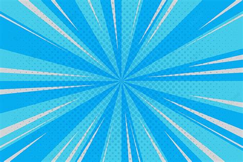 Cyan Blue Rays Background Pop Art Retro Vector Illustration Kitsch