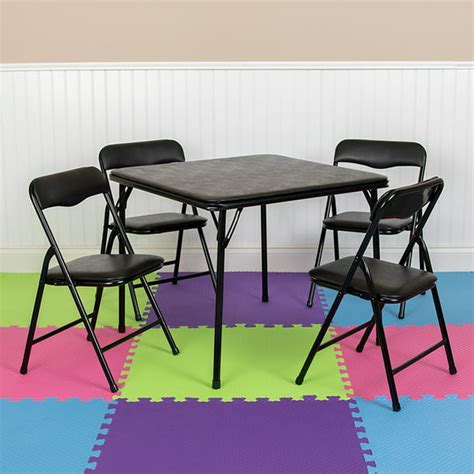 Kids Black 5 Piece Folding Table and Chair Set - Walmart.com - Walmart.com