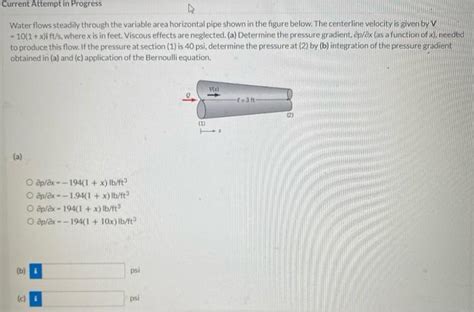 Solved Water Flows Steadily Through The Variable Area Chegg