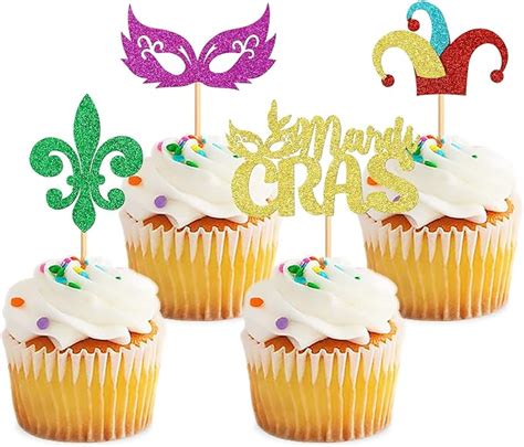 Amazon Keaziu Pcs Mardi Gras Cupcake Toppers Masquerade