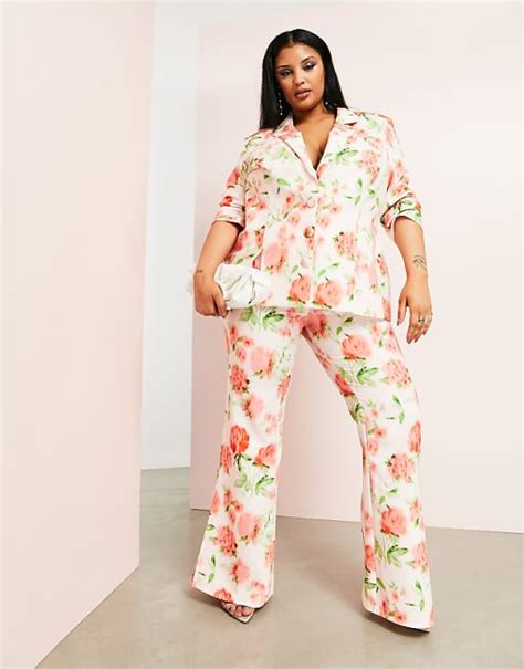 Asos Luxe Curve Suit Pants In Floral Print Asos