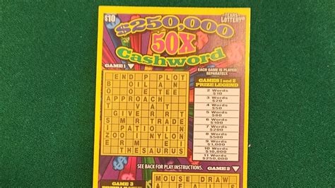 New X Cashword Crossword Texas Lottery Scratch Off