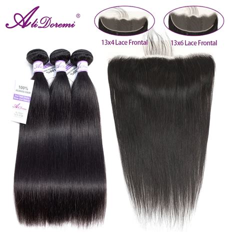 Alidoremi 13x4 13x6 Brazilian Straight Hair Lace Frontal Closure With