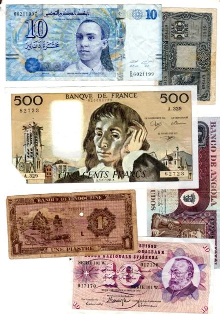 Lot Billets France Pascal Vietnam Piastre Tunisie Suisse