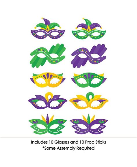 Big Dot Of Happiness Colorful Mardi Gras Mask Glasses Masquerade Party Photo Booth Props Kit