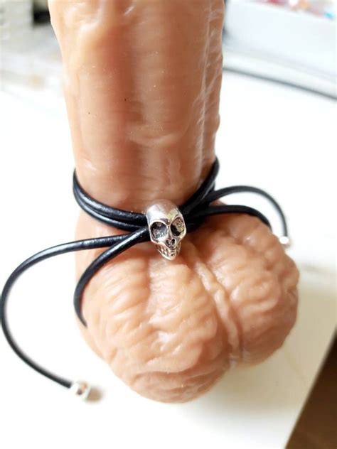 Skull Penis Ring Triple Adjustable Leather Cock Lasso Intimate