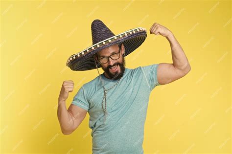 Premium Photo Mexican Concept Happy Man Smile In Mexican Hat Mexican