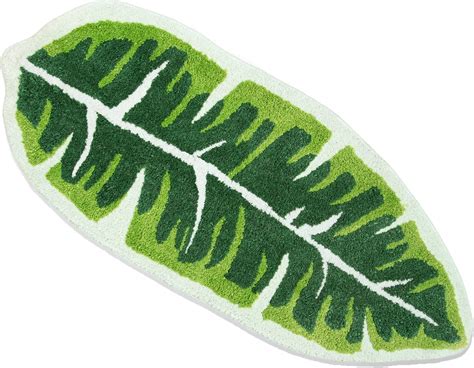 Panstar Large Monstera Leaf Bath Mat Non Slip Green Plant