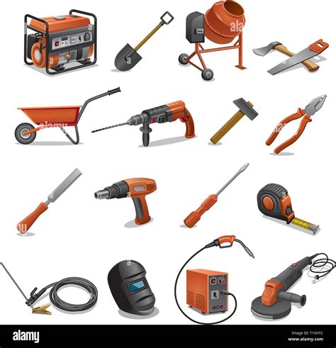 Illustration Of The Construction Tools And Equipment Stock Vector Image