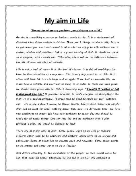 My Aim In Lifedoc Essay Writing Examples Essay About Life Aim In Life