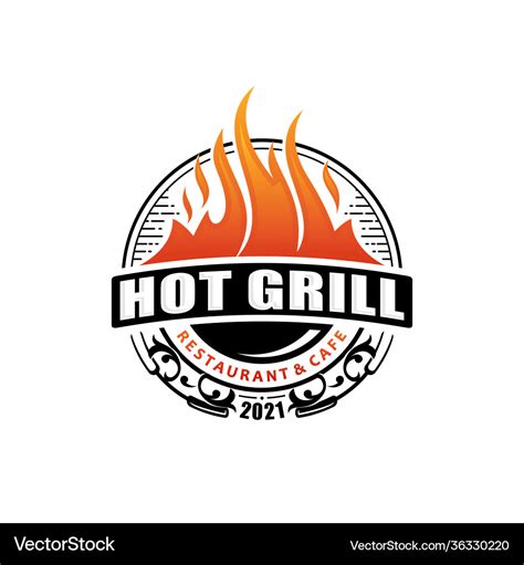 Hot Grill Logo Design Royalty Free Vector Image