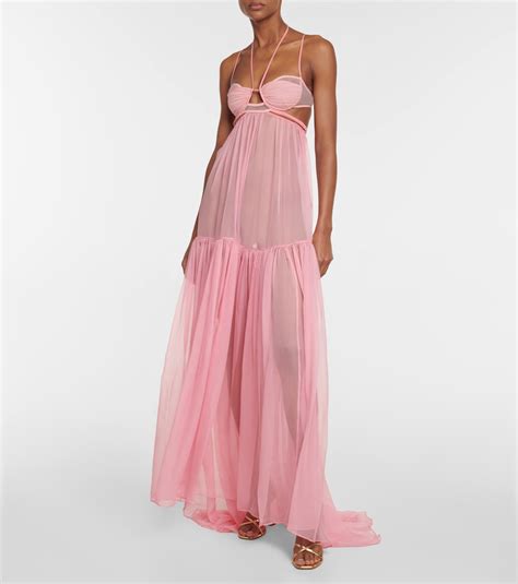 Cutout Silk Maxi Dress In Pink Nensi Dojaka Mytheresa