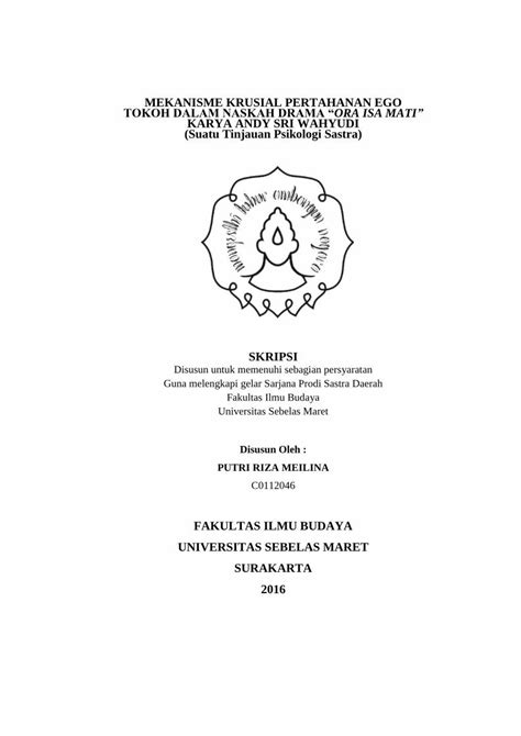 PDF MEKANISME KRUSIAL PERTAHANAN EGO TOKOH DALAM Teori Ingkang