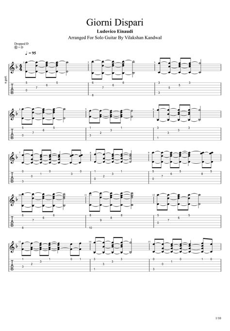 Ludovico Einaudi Giorni Dispari Ludovico Einaudi Solo Guitar Tab By Vilakshan Kandwal