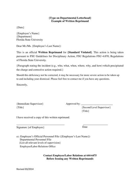 Free Printable Letter Of Reprimand Templates Army Air Force Example