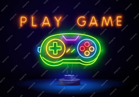 Premium Vector Gamepad Neon Sign Bright Signboard Light Banner Game