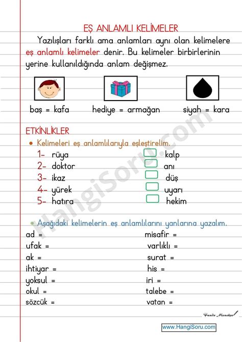 1 Sınıf Türkçe Etkinlik ve Çalışma Kağıtları 2022 2023 HangiSoru