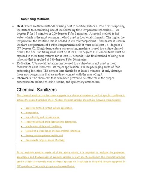 Sanitizing Methods | PDF