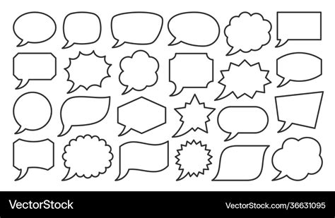 Speech Bubble Geometric Balloon Banner Line Set Vector Image