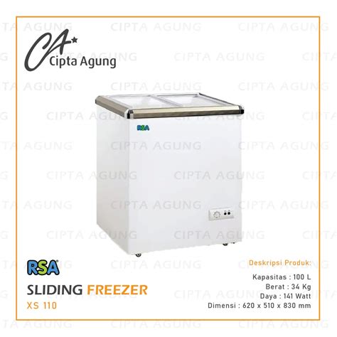 Jual CHEST FREEZER SLIDING FLAT GLASS 100 L RSA XS 110 XS 110 XS110