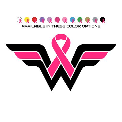 Wonder Woman Cancer Ribbon Decal Vehicle Window Wall Decor Sticker