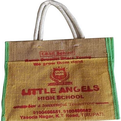 Loop Handle Open Printed Jute Carry Bag Size Dimension 14x12inch