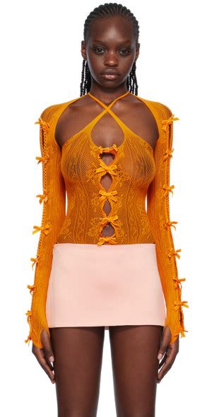 Nodress Orange Bow Bodysuit