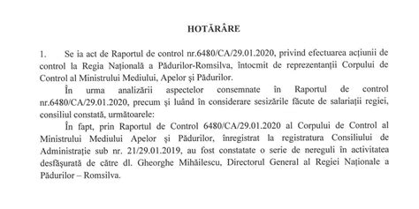 Corpul De Control Al Ministrului Apelor Si Padurilor Confirma