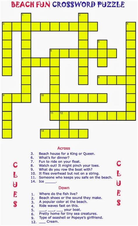 Easy Printable Crossword Puzzles For Seniors